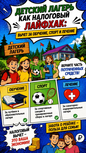 Детский лагерь как налоговый лайфхак вычет за обучение, спорт и лечение